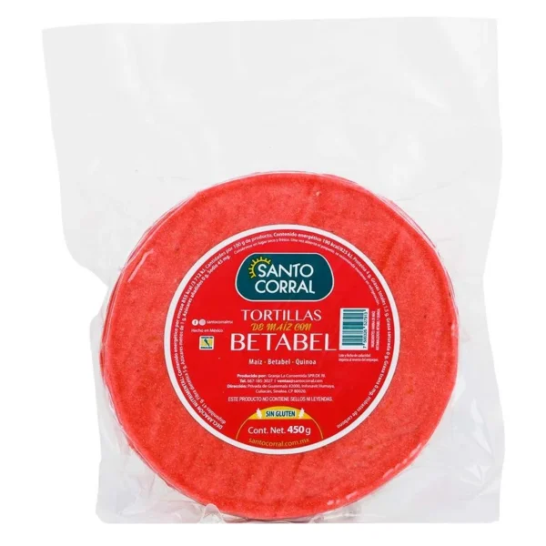 Santo Corral Betabel Corn Tortilla 450g (Tortilla de Maíz Santo Corral Betabel 450g)