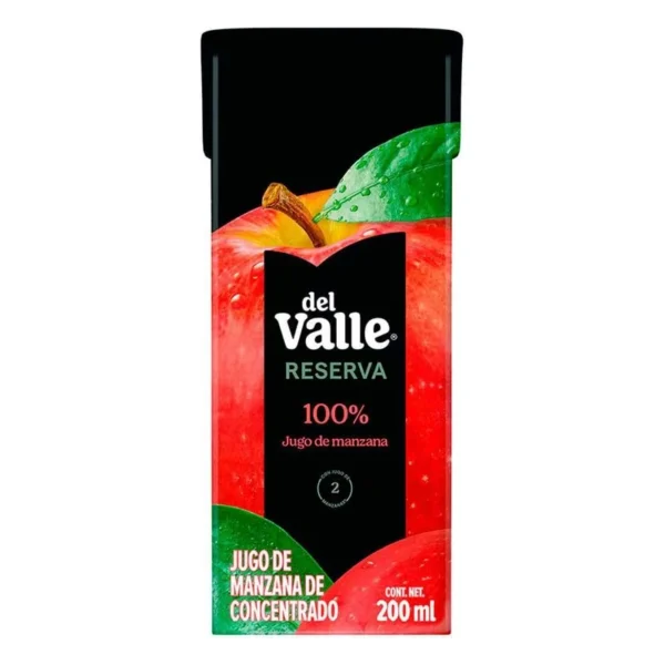 Del Valle Juice 100% Apple 200ml (Jugo Del Valle 100% Manzana 200ml)
